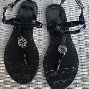 Coach Black Sandals with Silver Accents size 6